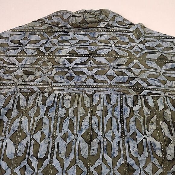 Johari West Mens Hawaiian Shirt XL Batik Button Down Shirt Short Sleeve Cotton - Picture 9 of 9